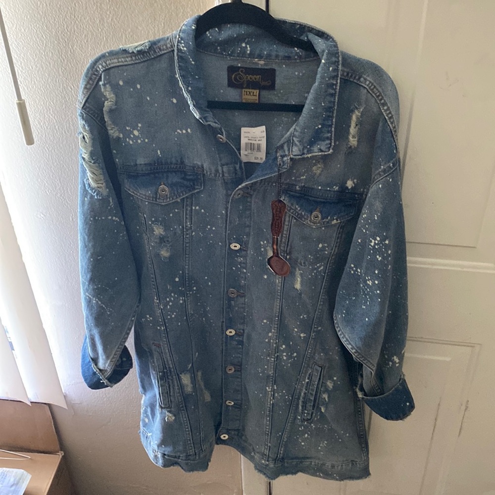 This is an 1x Jean jacket dress.